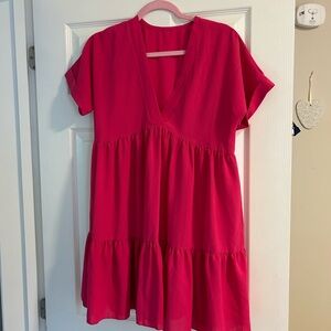 Vibrant Pink Tiered Dress